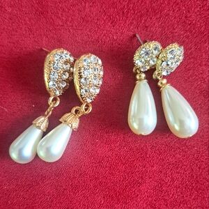 Costume jewelry Pearl Earrings Gold Bundle
